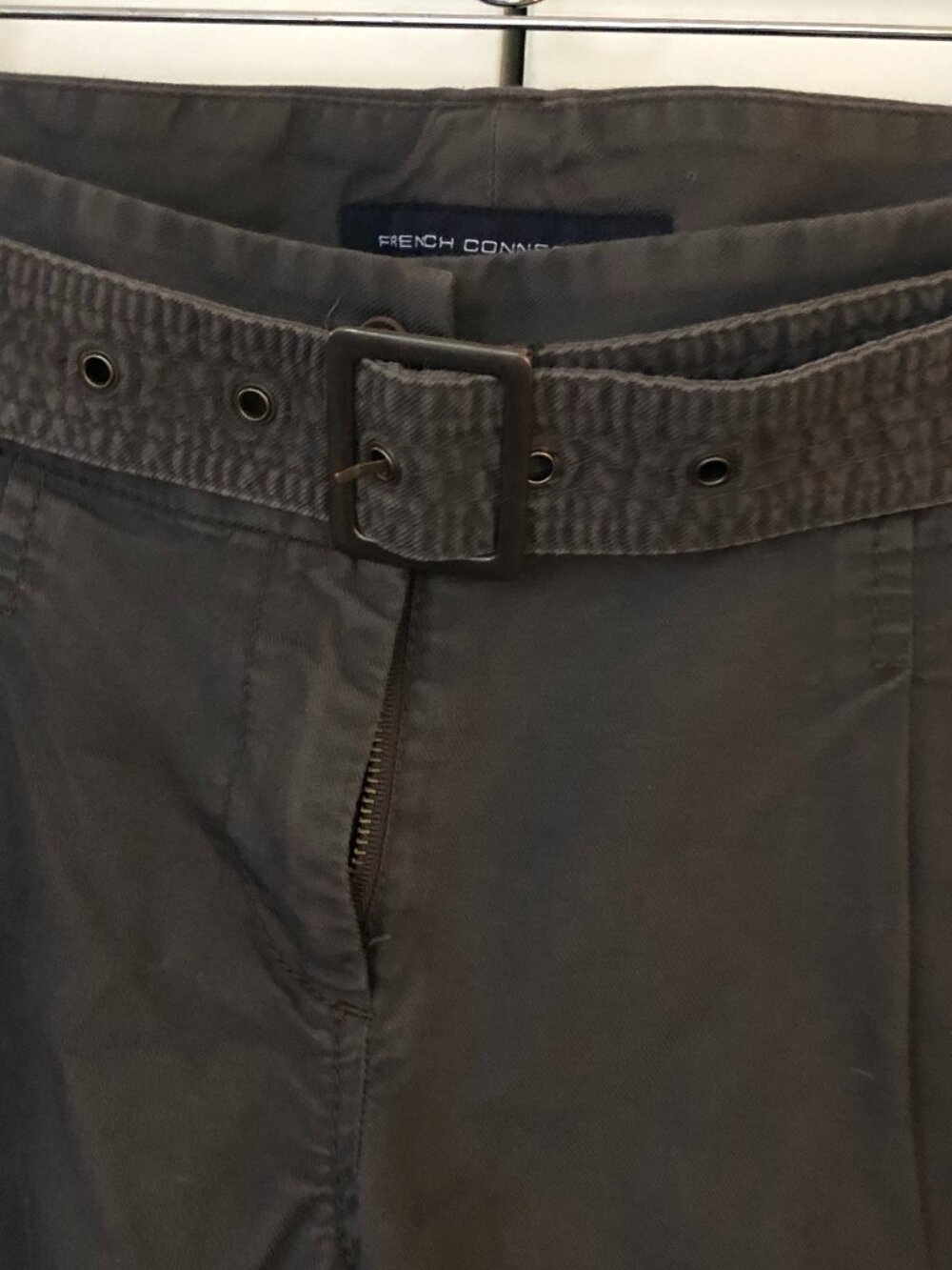 FRENCH CONNECTION Grey Cargo Army Capri Pants Buckets & Belt tie - Size - Picture 3 of 5